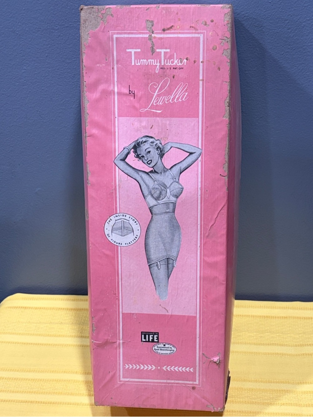VTG 1950s Lewella Tummy Tucker Girdle Box Mid Century Pinup Display Packaging